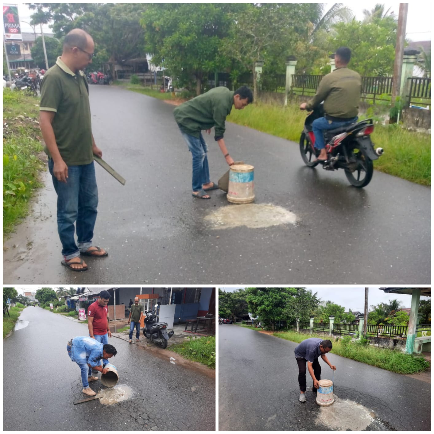 Aksi Spontan Wartawan : Tambal Jalan Berlubang, Prioritaskan Keselamatan Pengendara